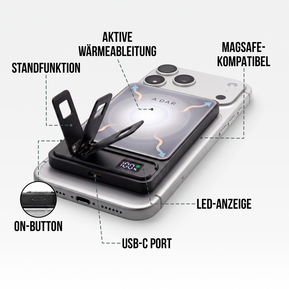Magnetische PowerBank mit Überhitzungsschutz